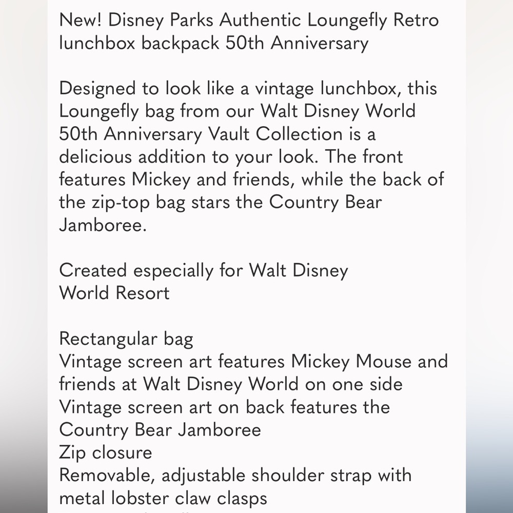 Loungefly NWT Crossbody Disney Parks 50th Anniversary Vault Collection - Picture 3 of 8